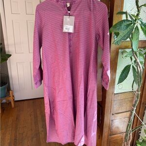 Pink Striped Midi Dress